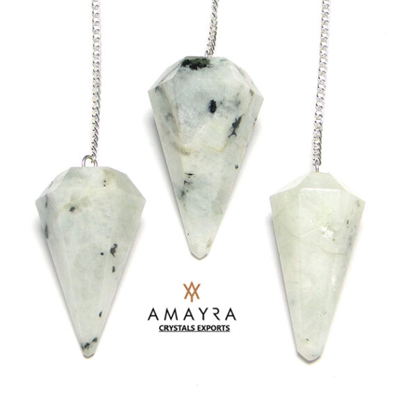 Gemstone Natural Rainbow Moonstone Dowser Pendulums