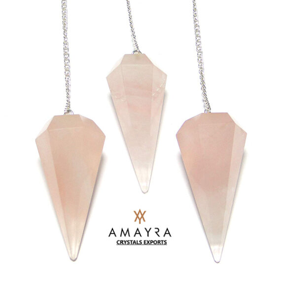 Gemstone Natural Rose Quartz Dowser Pendulums