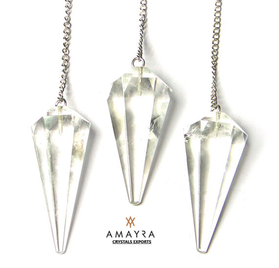 Gemstone Natural Crystal Clear Quartz Dowser Pendulums