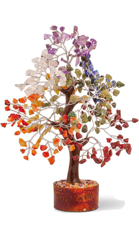 7 Chakra Stones 300 Beads Wooden Base Trees
