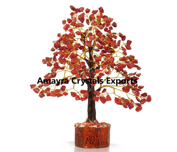 Red Jasper 300 Beads Wooden Base Trees