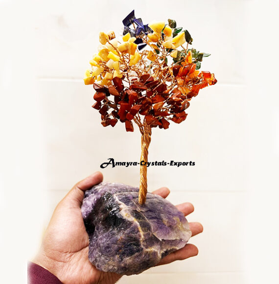 7 Chakra Stones 300 Beads Amethyst Raw Stone Base Trees