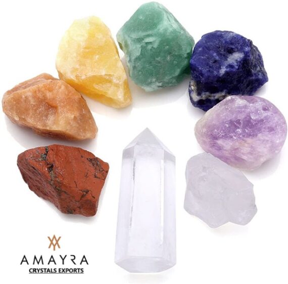 7 Chakra Healing Raw stone with Gemstone Crystal Quartz
