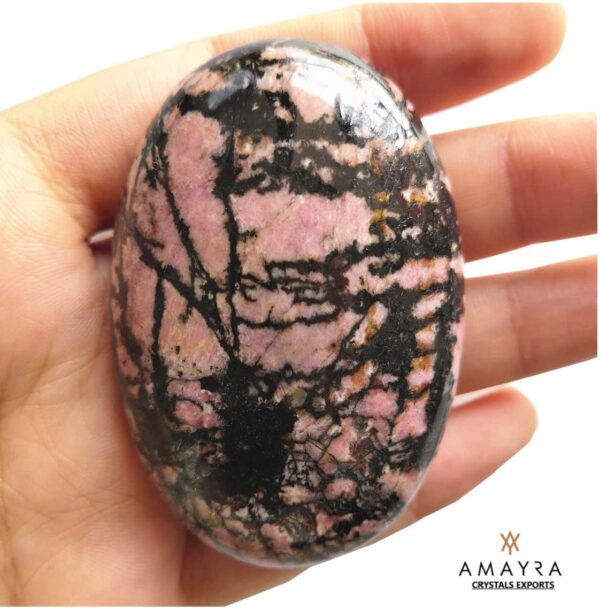 Gemstone Rhodonite Palm Stone - Image 5