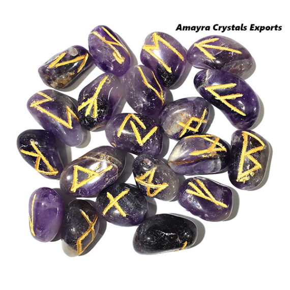 Gemstone Amethyst Tumbled Rune Sets