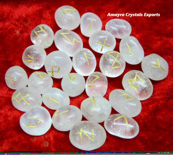 Gemstone Clear Quartz Tumbled Rune Sets