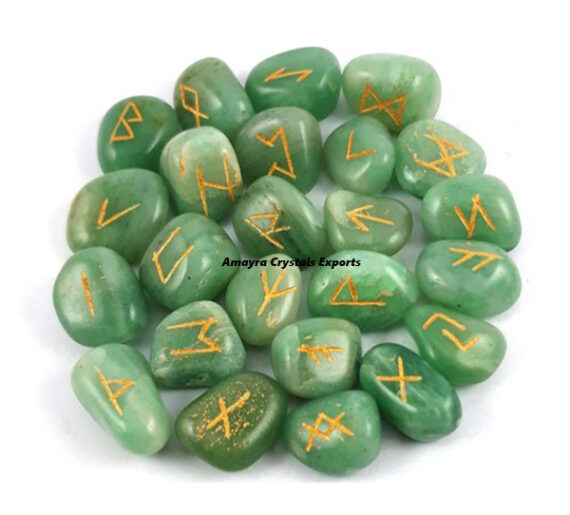Gemstone Green Aventurine Tumbled Rune Sets