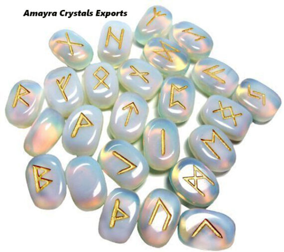Gemstone Opalite Tumbled Rune Sets