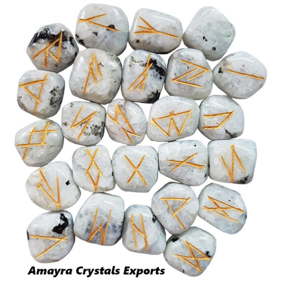 Gemstone Rainbow Moonstone Tumbled Rune Sets