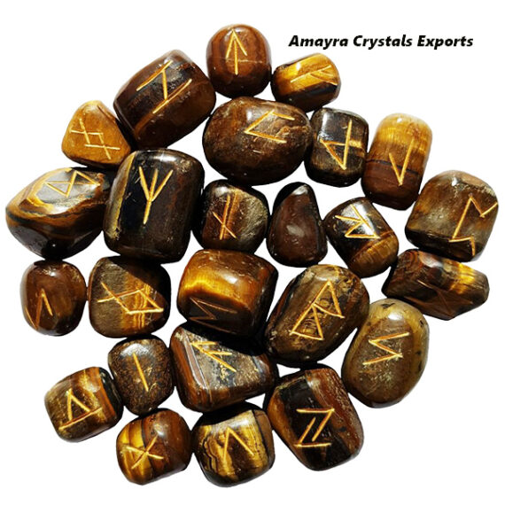 Gemstone Tiger Eye Tumbled Rune Sets