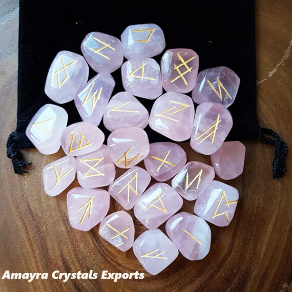 Gemstone Rose Quartz Tumbled Rune Sets