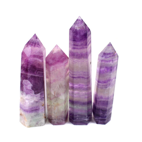 Gemstone Fluorite Six side Obelisk  Massager Wands
