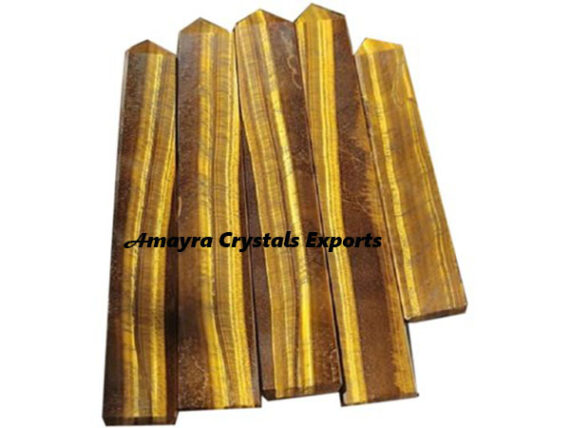 Gemstone Tiger Eye Four side Obelisk  Massager Wands