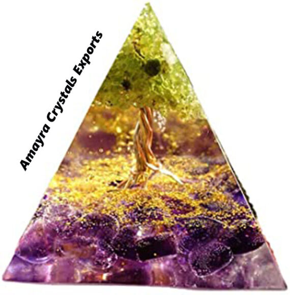 Orgone Amethyst Peridot Tree Of Life Pyramid