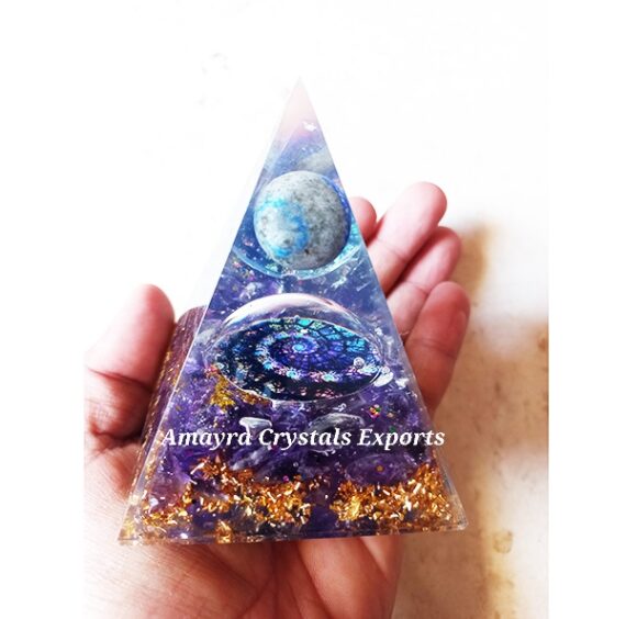 Orgone Amethyst Flower Of Life Nubian Pyramid With Sphere