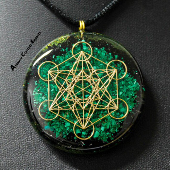 Orgonite Black Tourmaline Malachite Metatron Pendant