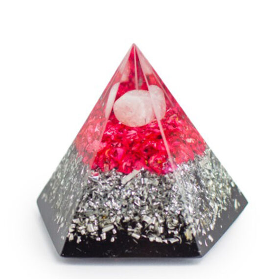 Orgone Red Onyx Silver Layered Hexagon Pyramid