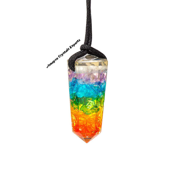 Orgone Seven Chakra Layered Onyx Pencil Pendant