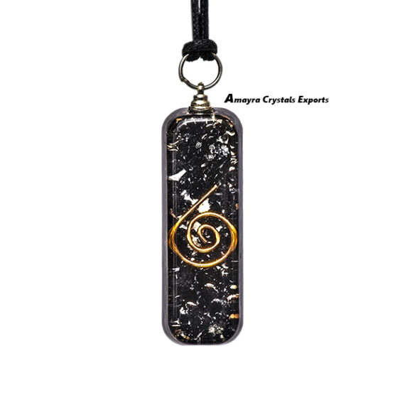 Orgone Black Tourmaline Reiki Pipe Shape Pendant