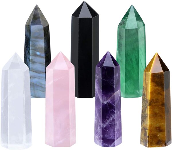 Gemstone Rose Quartz Obelisk Six Side Faceted  Massager Wands - Image 2