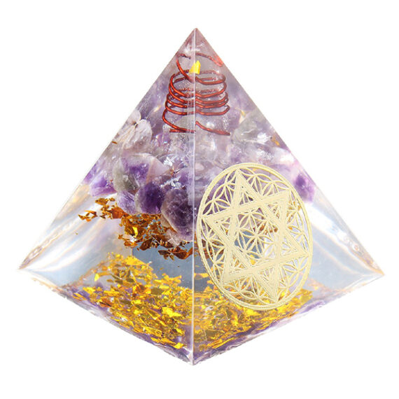 Orgone Amethyst Star Of David Pyramid With Charge Crystal Point