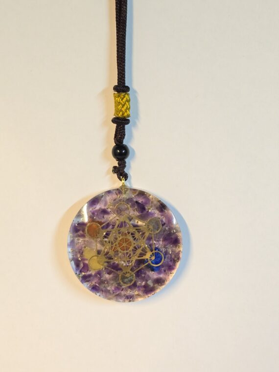 Gemstone Amethyst Metatron Seven chakra Orgone Resin Pendants