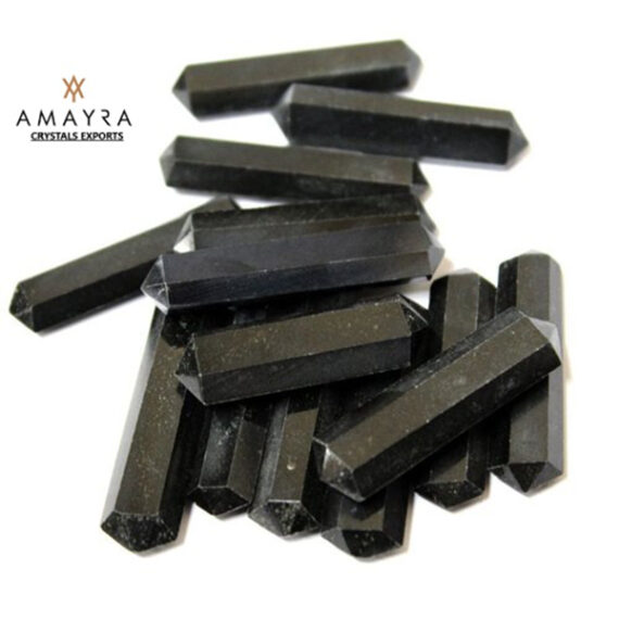 Gemstone Black Tourmaline Six side Obelisk  Massager Wands