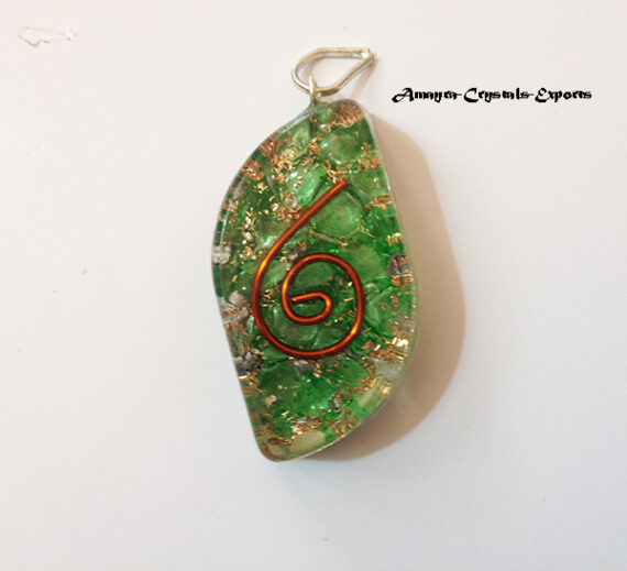 Orgone Green Onyx Reiki Leaf Shaped Pendant