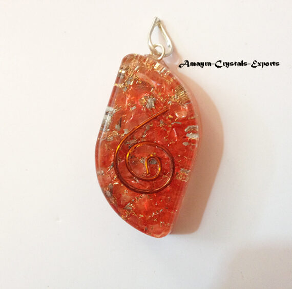 Orgone Red Onyx Reiki Leaf Shaped Pendant