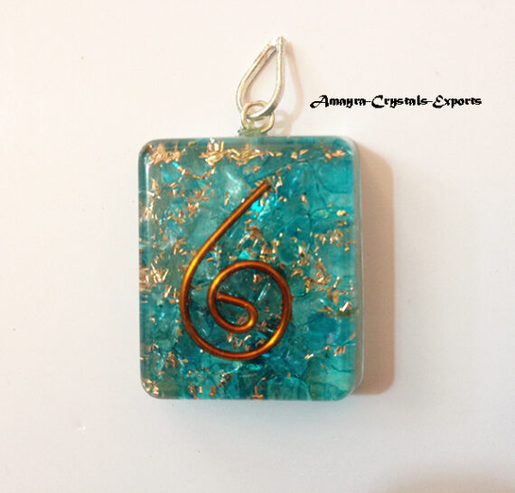 Orgone Blue Onyx Reiki Square Shaped Pendant