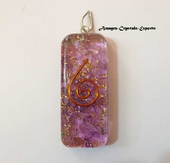 Orgone Amethyst Reiki Rectangle Shaped Pendant