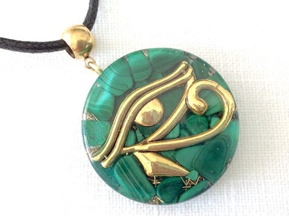 Orgonite Malachite Eye Of Horus Pendant
