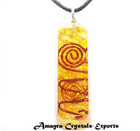 Orgonite Yelllow Onyx Chocolate Reiki Pendant