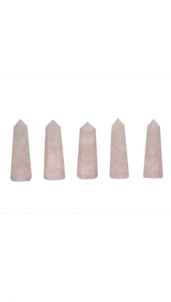 Gemstone Rose Quartz Obelisk Six Side Faceted  Massager Wands - Image 3