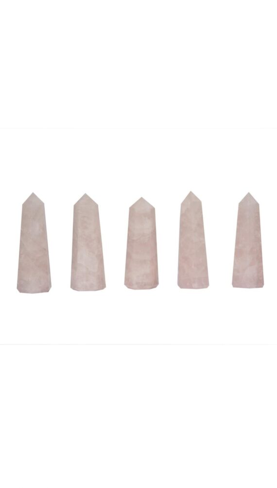 Gemstone Rose Quartz Obelisk Six Side Faceted  Massager Wands