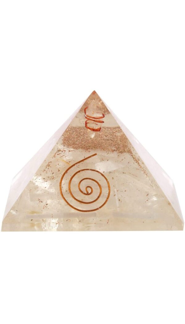 Orgone Selenite Reiki Pyramid With Copper Wrapped Charge Crystal Point - Image 5