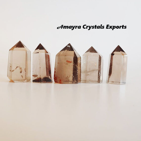 Gemstone Smoky Quartz Six Side Faceted  Massager Wands