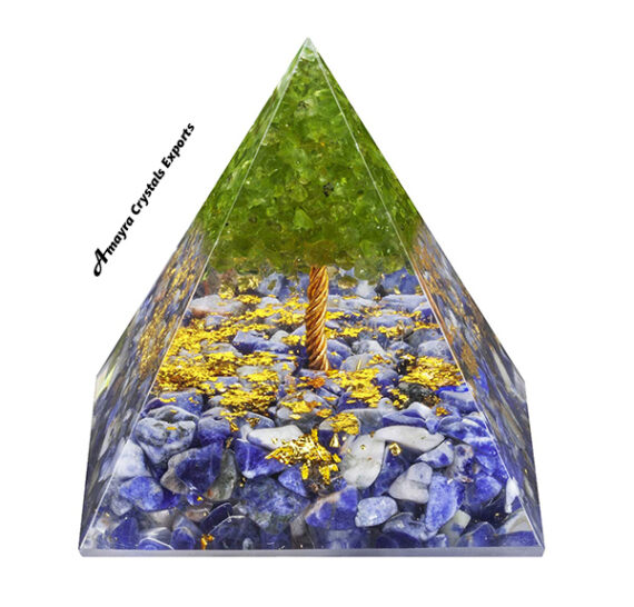 Orgone Sodalite Peridot Tree Of Life Pyramid