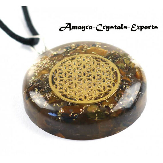 Orgone Tiger Eye Flower Of Life Pendant