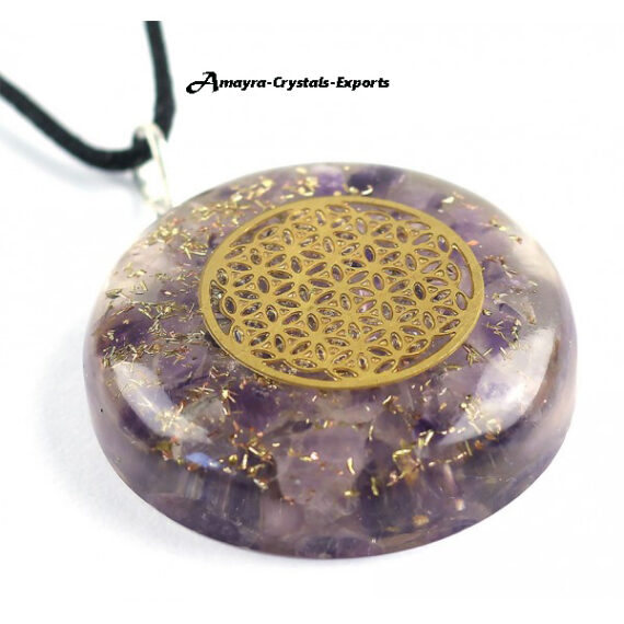 Orgone Amethyst Flower Of Life Pendant Necklace