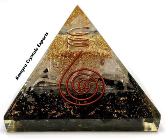 Orgone Black Obsidian Selenite Reiki Pyramid With Charge Crystal Point