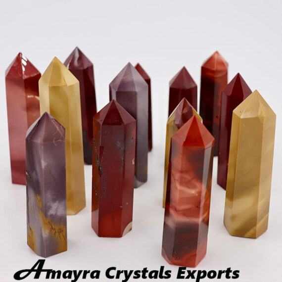 Gemstone Mookaite Obelisk Six Side Faceted  Massager Wands