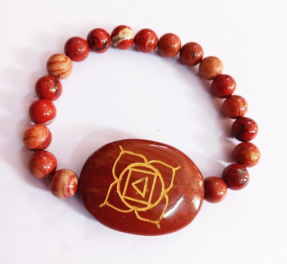 Red Jasper Sacral Chakra Engraved Elastic Beads Bracelet