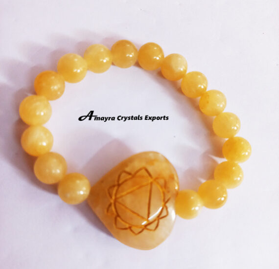 Yellow Aventurine Solar Chakra Engraved Elastic Beads Bracelet