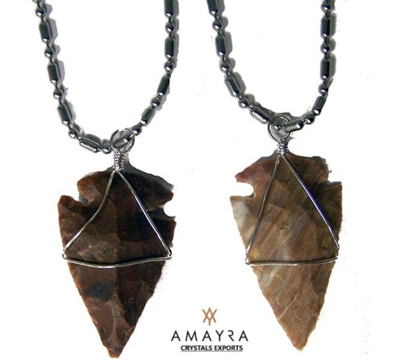 Wire Wrapped Fancy Jasper Arrowhead Pendant