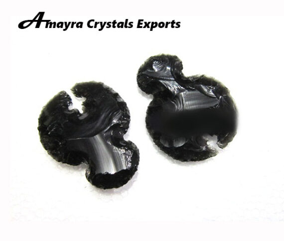 Black Obsidian Goddess With Cross Inside Arrowhead Artifact