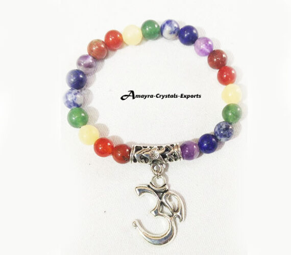 Chakra Ohm Elastic Beads Bracelet