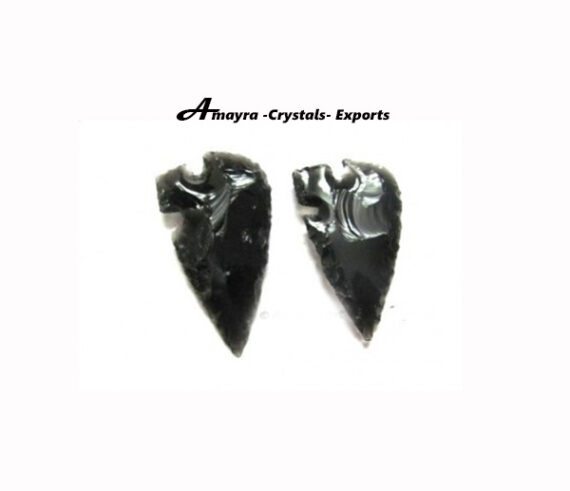Black Obsidian Heart Shaped Carved Arrowhead Artifact