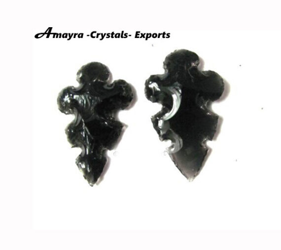 Black Obsidian Tower Shaped Carved Arrowhead Artifact