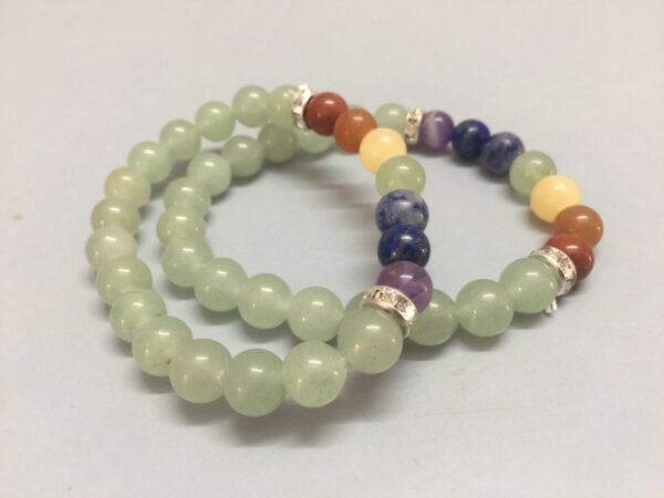 Green Aventurine Chakra Stone Elastic Beads Bracelet - Image 2